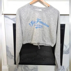 BERSHKA | Women's San Francisco Heather Grey Cropped  Long Sleeve Sweater